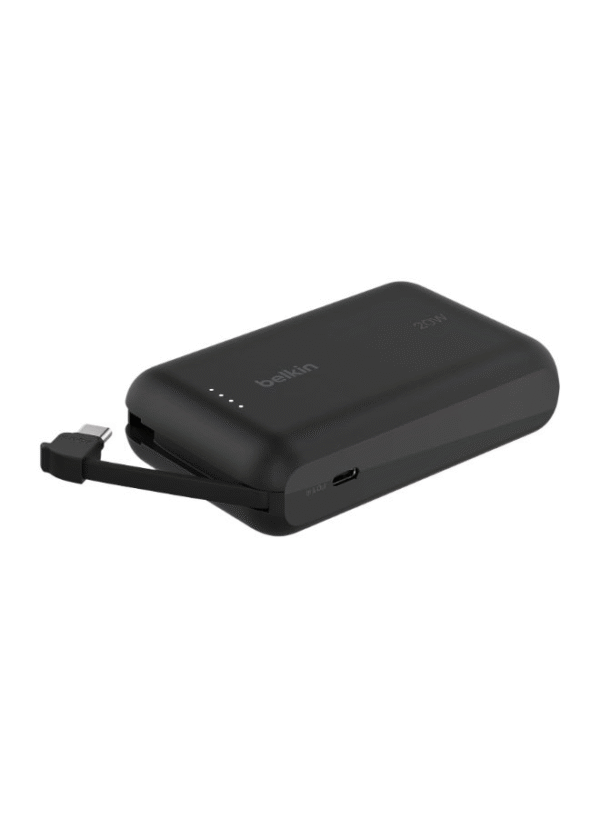 BoostCharge Power Bank, Portable Power Bank with Integrated Cable 10K PD 20W - Fast Charge USB-C Power Delivery, iPhone Power Bank Fast Charging for iPhone 16 Series, iPad Pro, Galaxy S24, More Matte Black